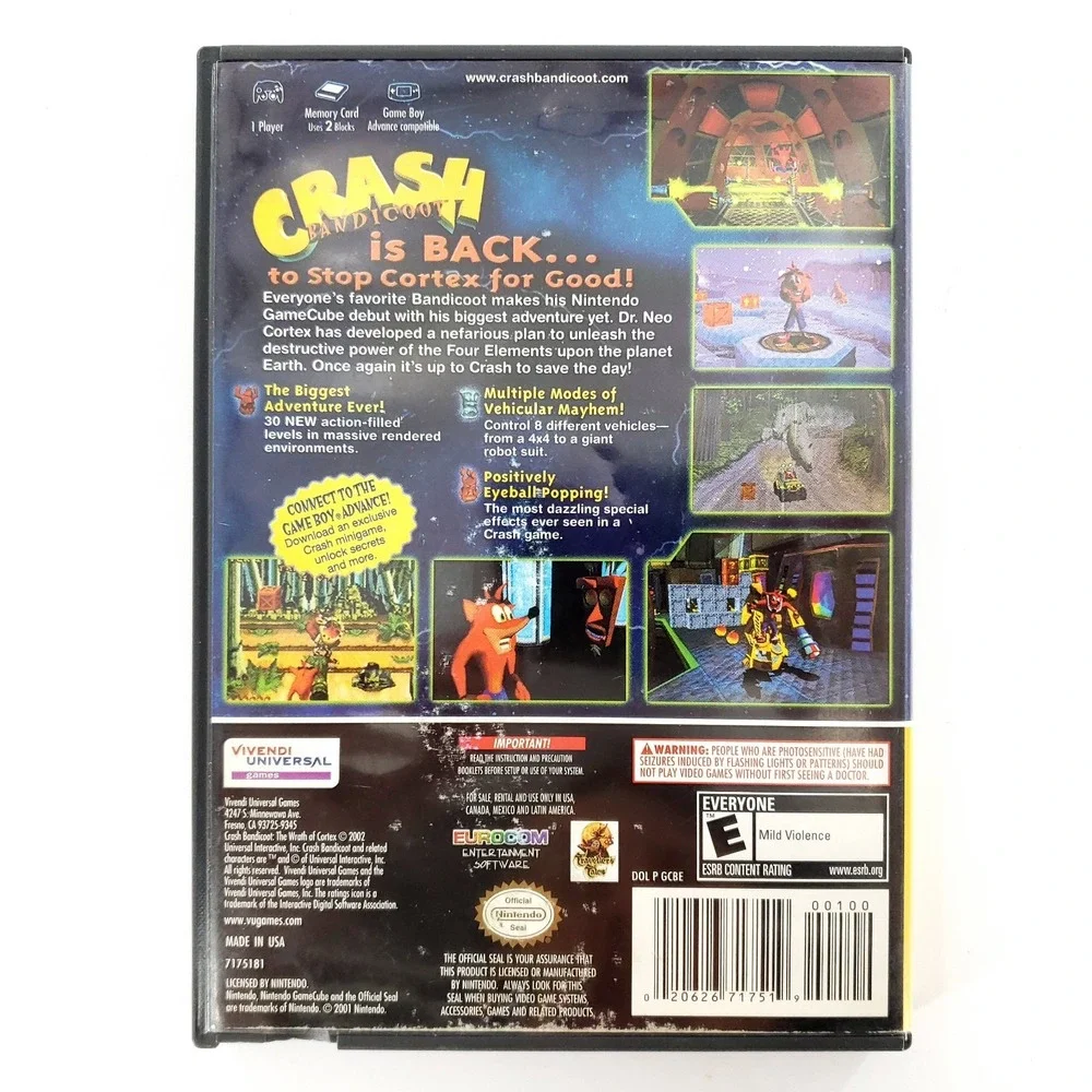 Crash Bandicoot: The Wrath of Cortex (Nintendo GameCube, 2002) Complete Tested